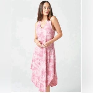 Z Supply Pink CLOUD TIE DYE REVERIE MIDI DRESS in size Large